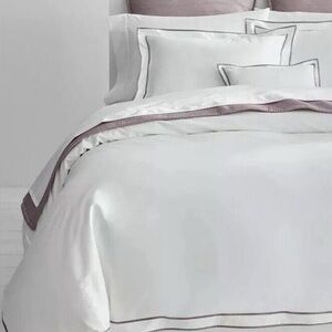 LAUREN Ralph Lauren Spencer Sateen Border Queen Duvet Cover white / stone border